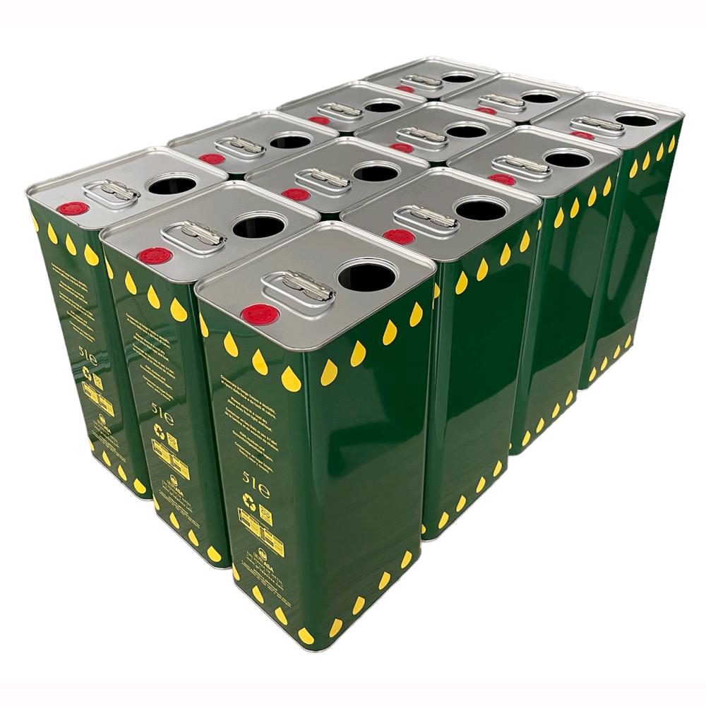 foto del prodotto lattine rettangolare 5 litri per olio extravergine doppio tappo conf. 12 pezzi