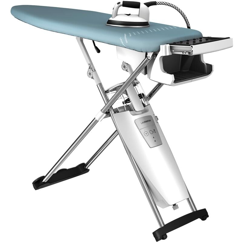 foto del prodotto laurastar s pure, sistema stirante, vapore igienico, elimina batteri e acari, asse attivo, rotelle, serbatoio amovibile, blu perla
