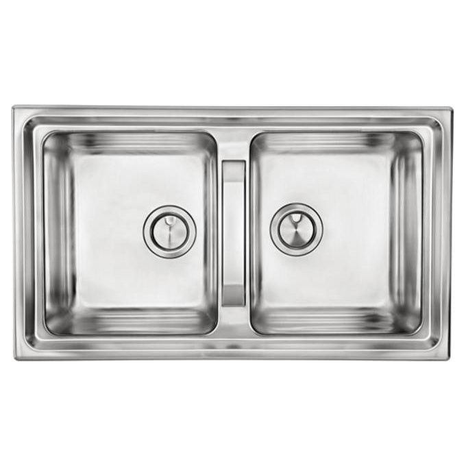 foto del prodotto lav ix brando f3 2 vasche versione reversibile 86x50 2vr acciaio inox incasso sopratop