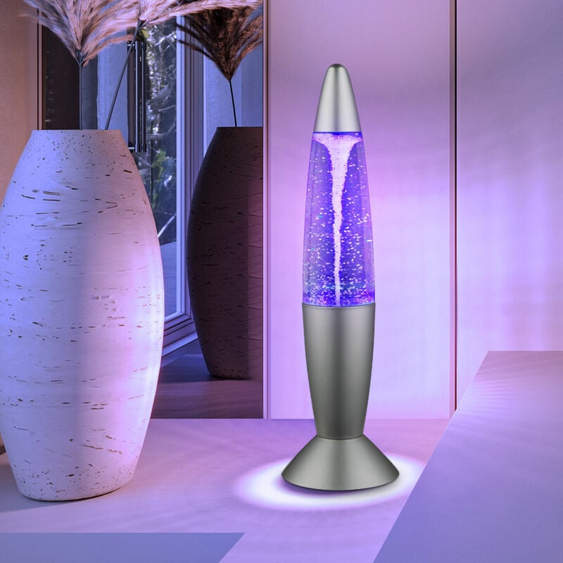 foto del prodotto lava lamp glitter lampada da tavolo cambia colore glitter luce decorativa glitter per la cameretta dei bambini, grigio argento, 6x led 0,06 w, pxh