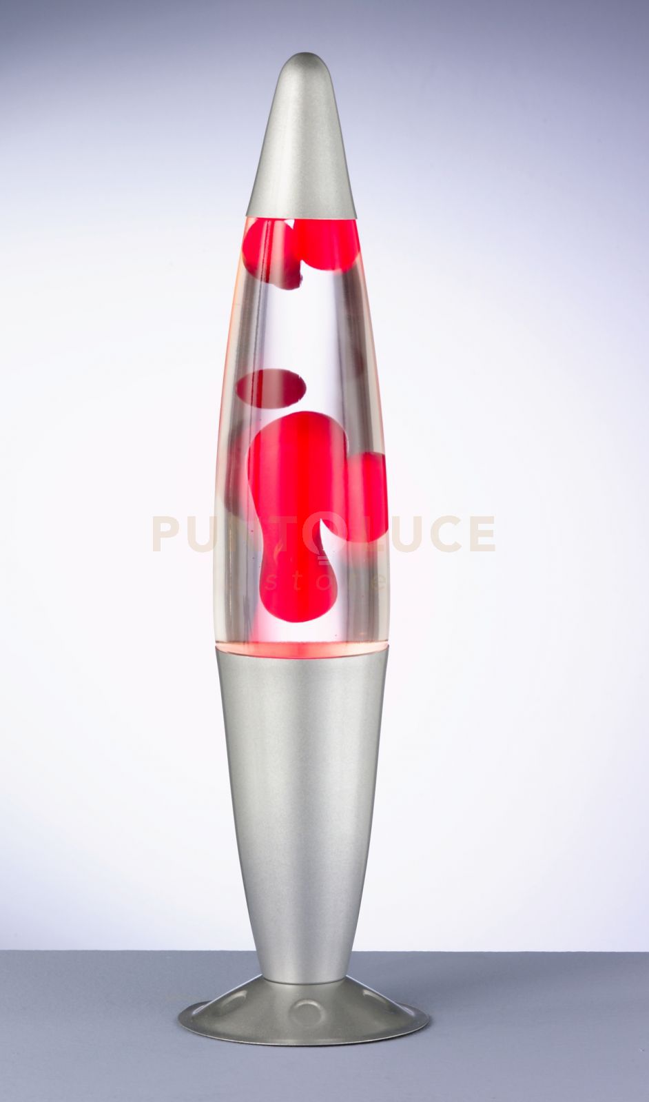 foto del prodotto lava lampada ogiva gadget alluminio rosso h.41cm