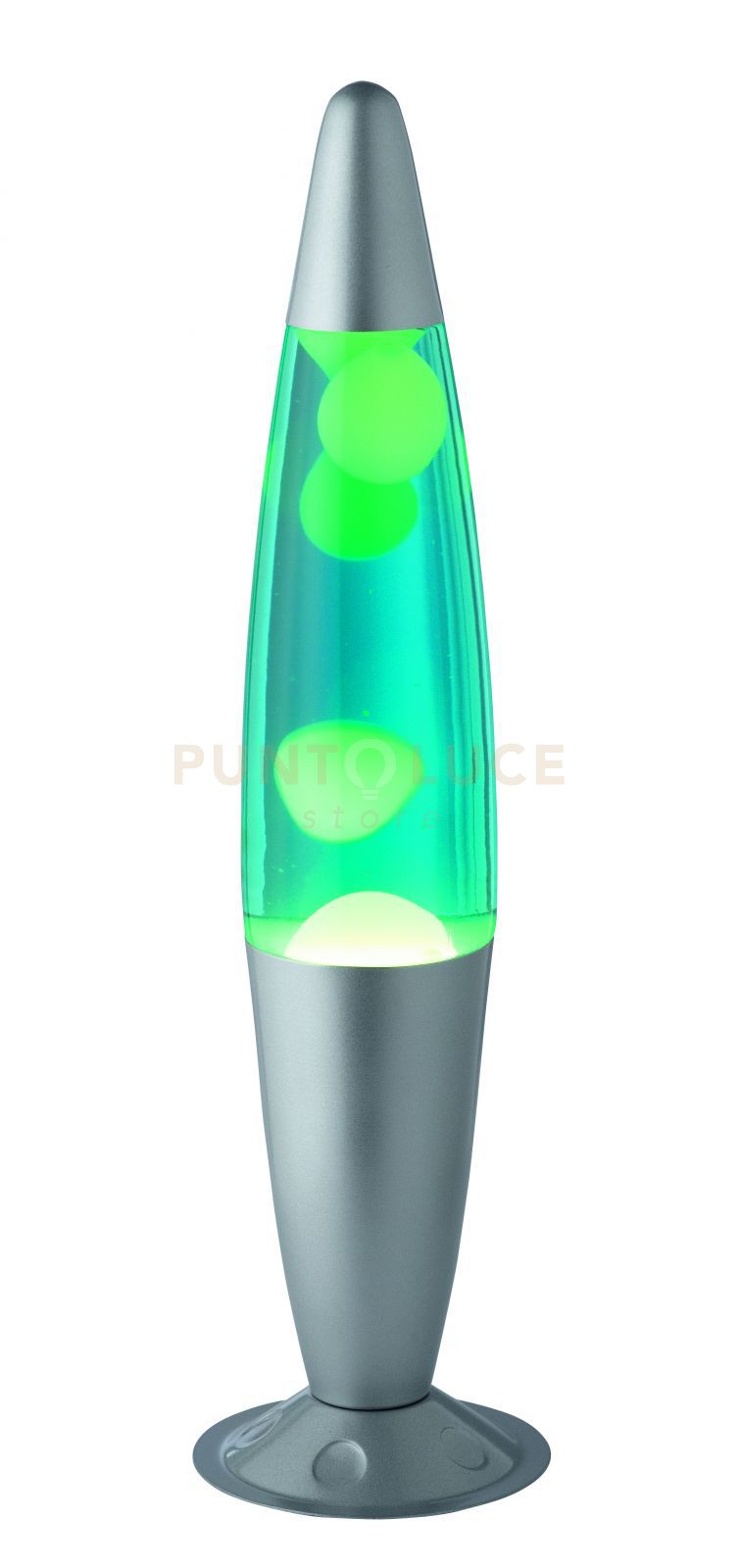 foto del prodotto lava lampada ogiva gadget alluminio verde h.41cm
