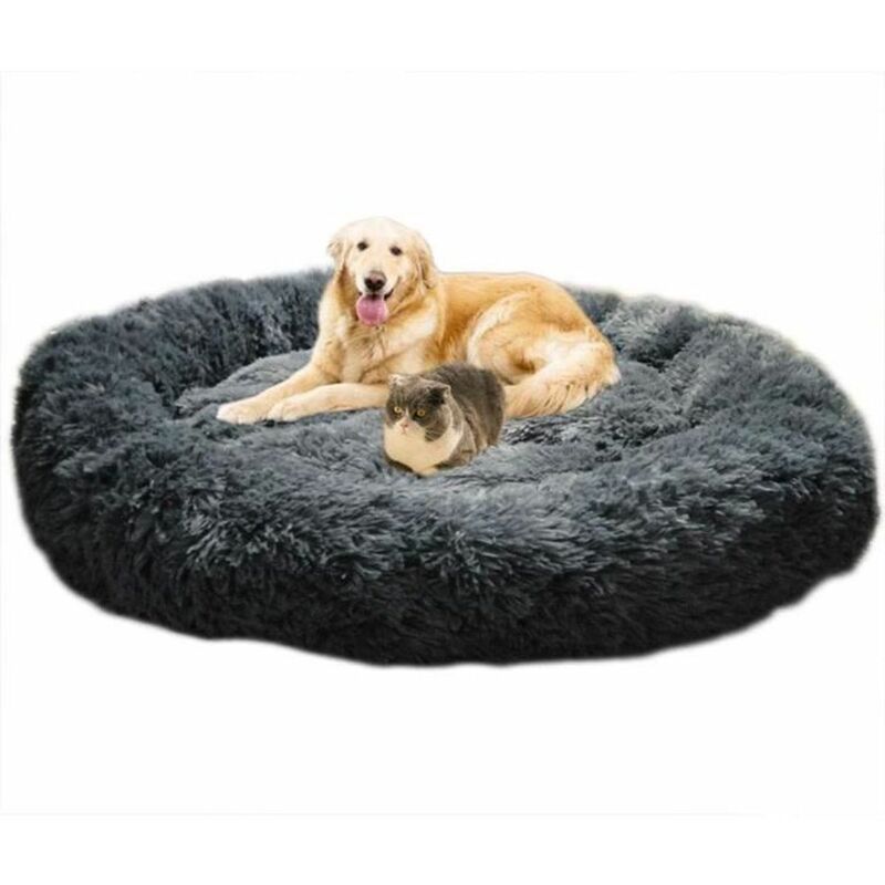 foto del prodotto lavabile extra large rotondo morbido cuccia per cani e gatti con cuscino,cesto deluxe per animali domestici 100x100cm grigio