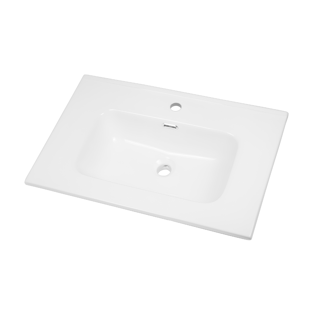 foto del prodotto lavabo ad incasso in ceramica bianco lucido per mobili bagno misure 71x46 cm, confezione 1