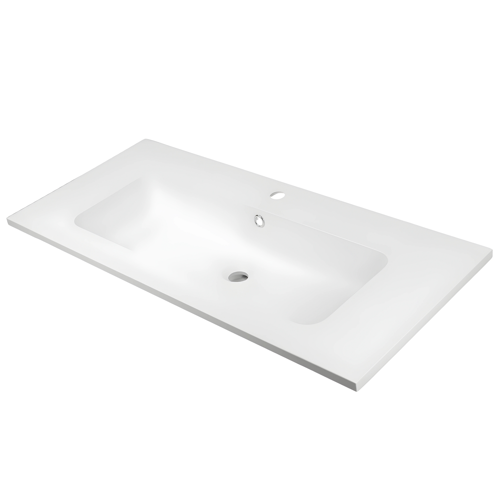 foto del prodotto lavabo ad incasso mineral marmo colore bianco opaco mobile composizione bagno misure 101x46 cm, confezione 1