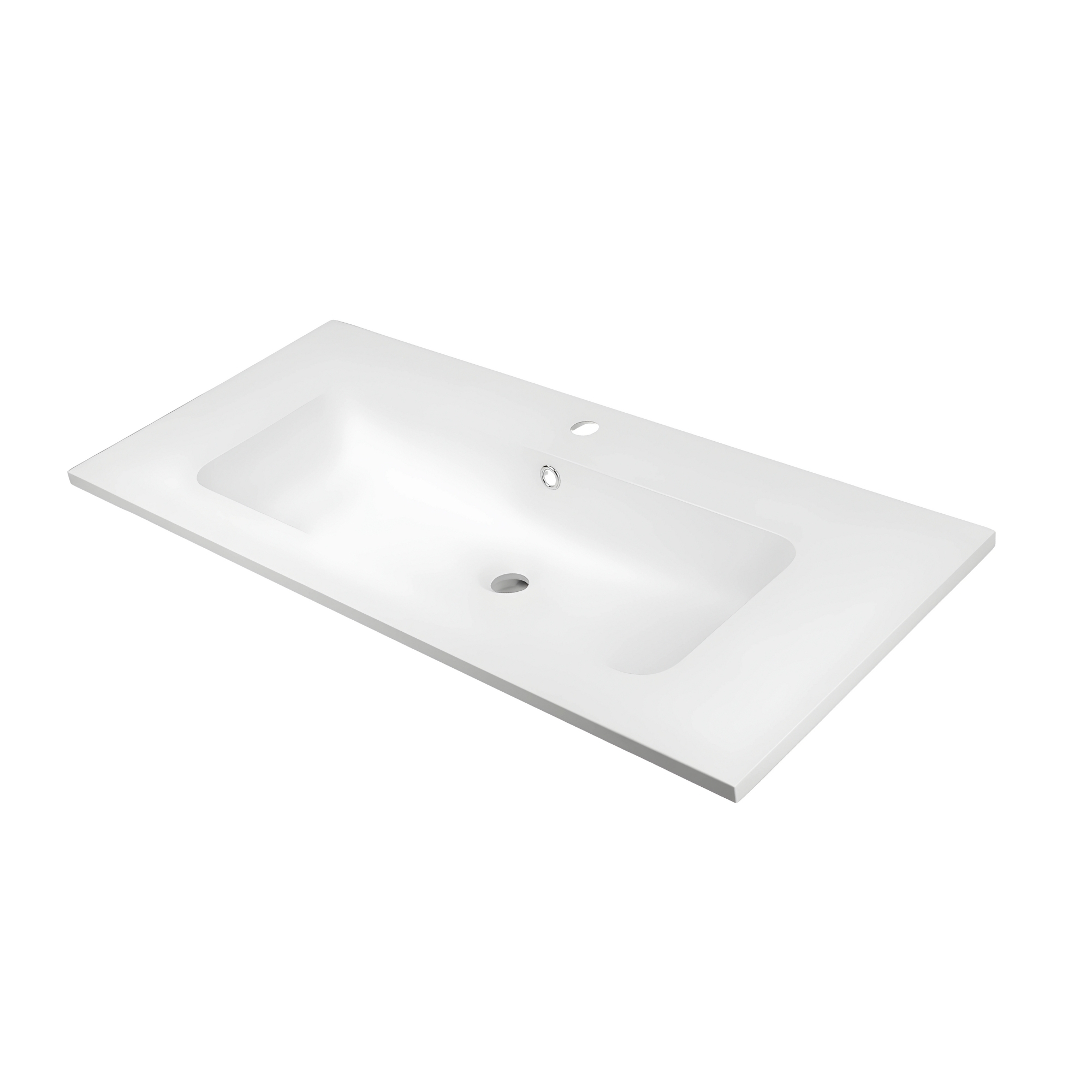 foto del prodotto lavabo ad incasso mineral marmo colore bianco opaco mobile composizione bagno misure 91x46 cm, confezione 1