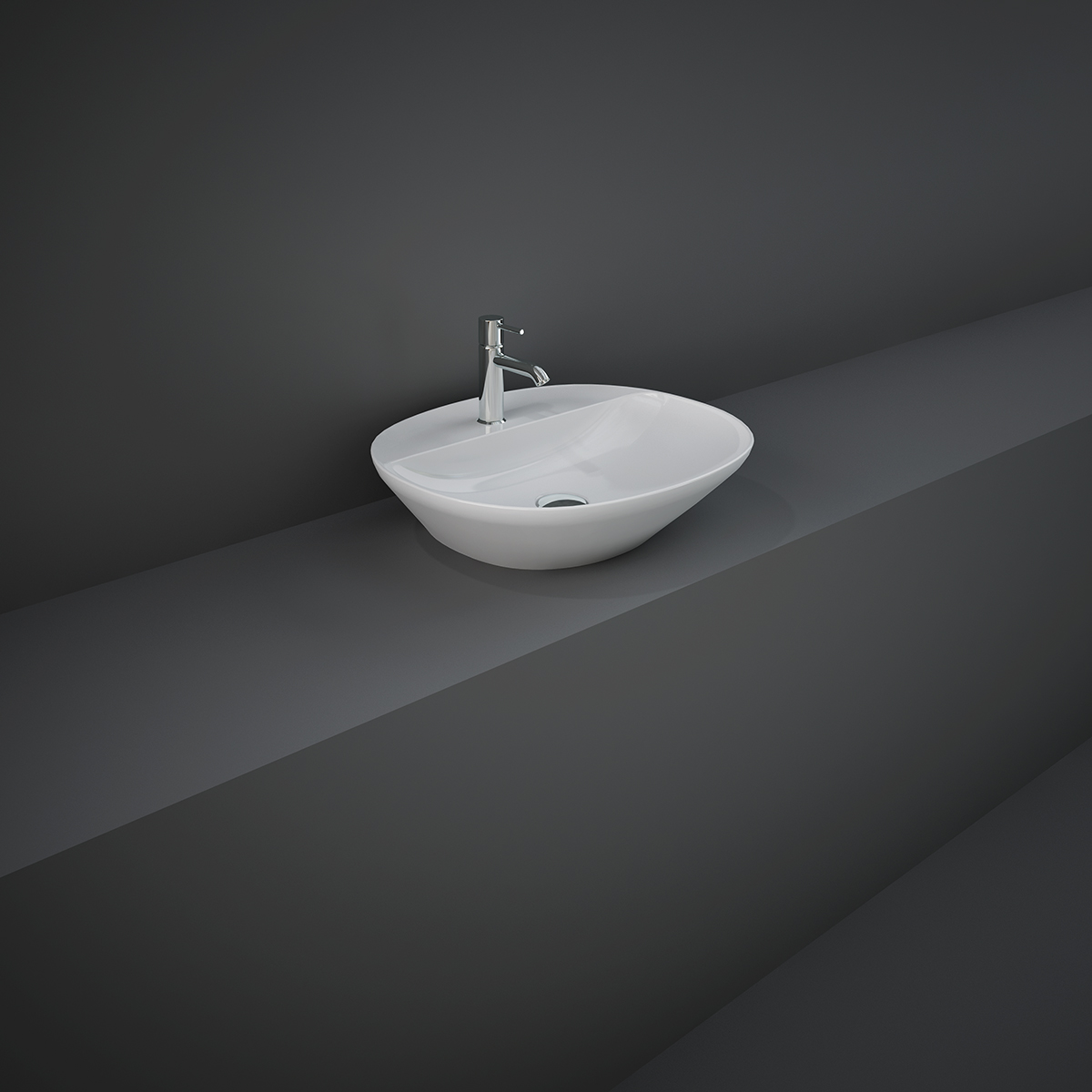 foto del prodotto lavabo appoggio foro rubinetto ovale rak ceramics bianco