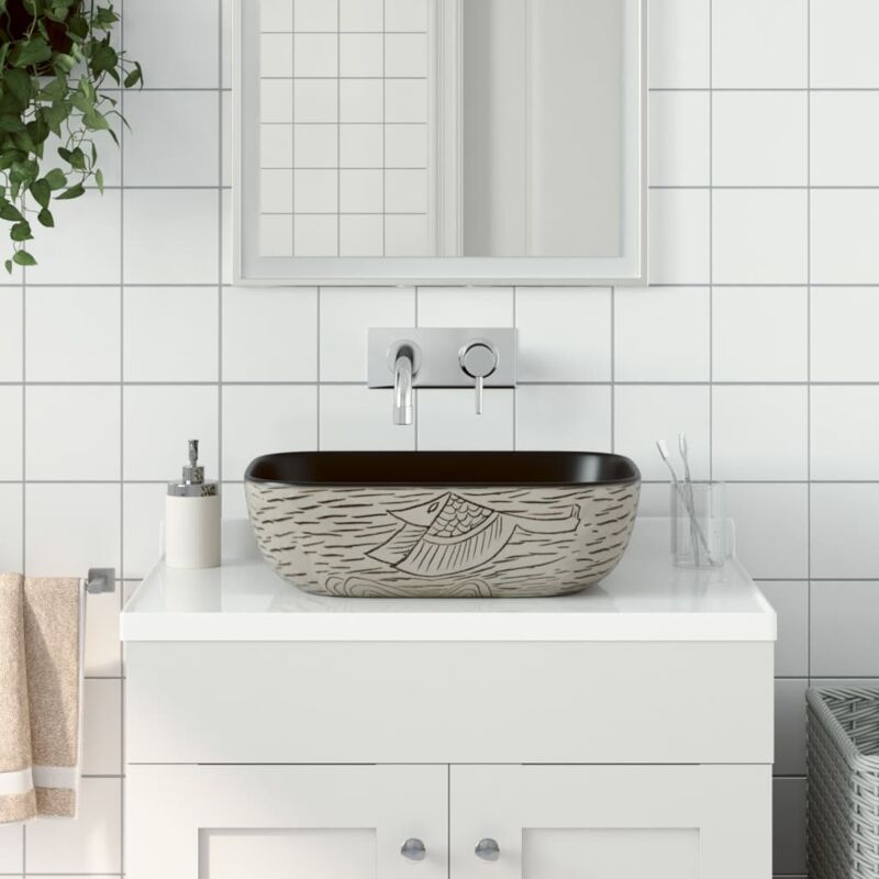 foto del prodotto lavabo appoggio grigio nero rettangolare 48x37,5x13,5 ceramica vidaxl