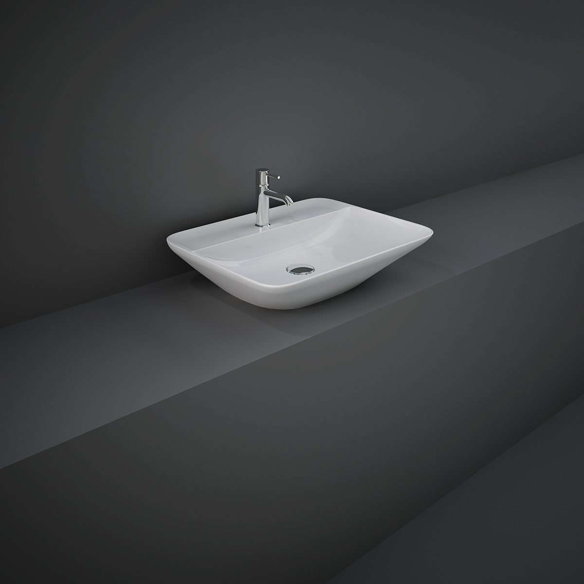 foto del prodotto lavabo appoggio rettangolare foro rubinetto rak ceramics bianco