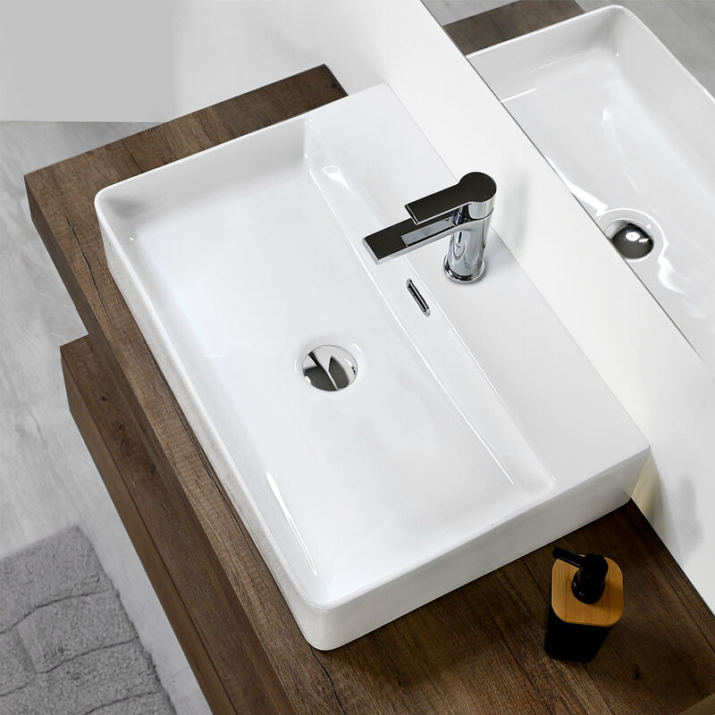 foto del prodotto lavabo appoggio sospeso rettangolare 60 ceramica giove