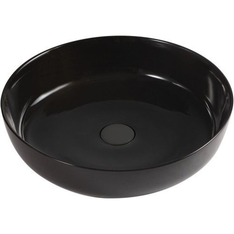 foto del prodotto lavabo bacinella d appoggio tondo diametro 33 cm in ceramica nero