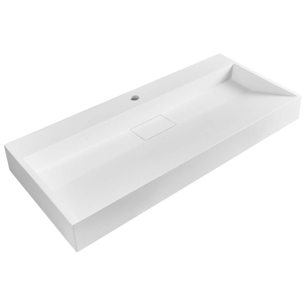 foto del prodotto lavabo bagno classico rettangolare in ceramica finitura lucida 100 x 46 cm bianco lavello da bagno rettangolare