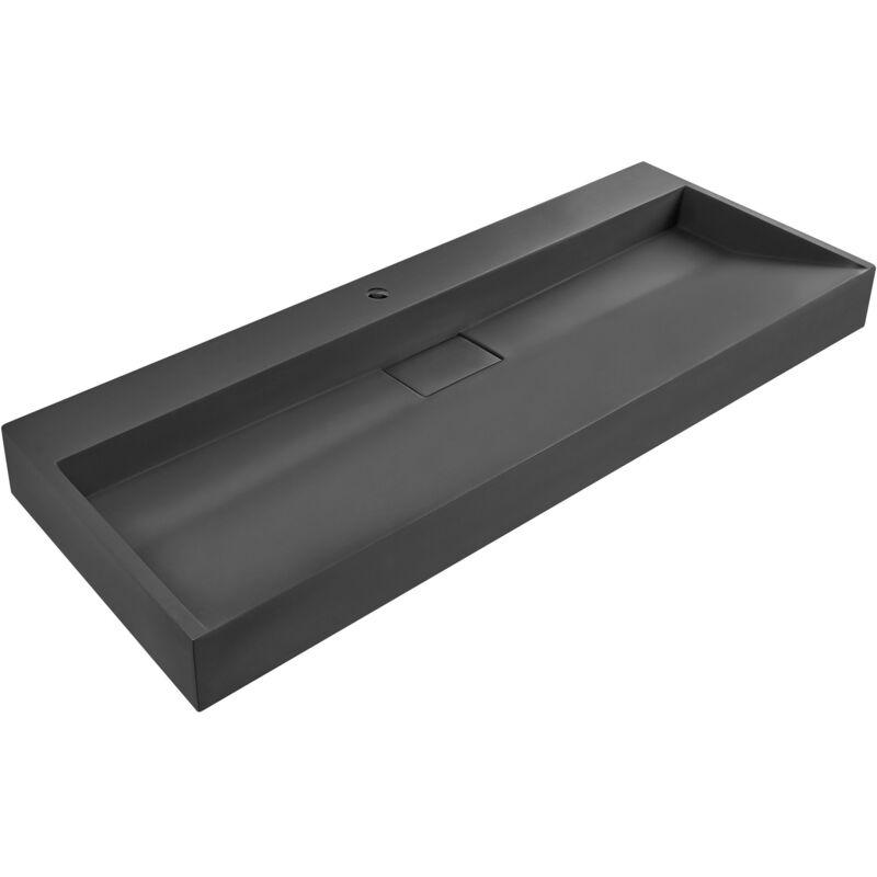 foto del prodotto lavabo bagno classico rettangolare in ceramica finitura lucida 120 x 46 cm nero quenko