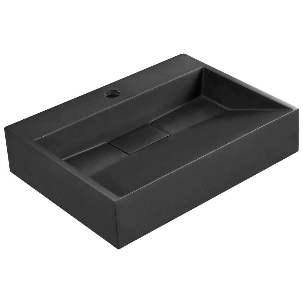 immagine 0 del prodotto lavabo bagno classico rettangolare in ceramica finitura lucida 50 x 38 cm nero lavello da bagno rettangolare