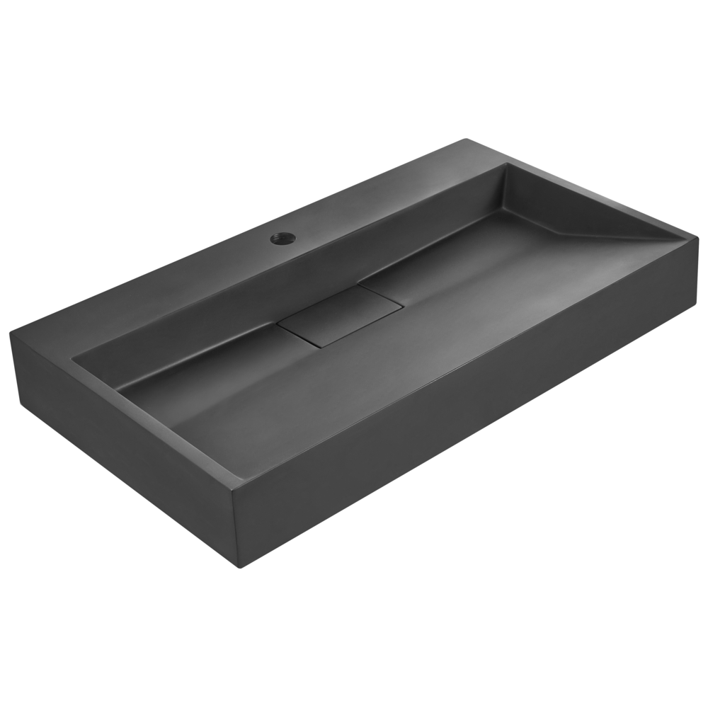 foto del prodotto lavabo bagno classico rettangolare in ceramica finitura lucida 80 x 46 cm nero lavello da bagno rettangolare