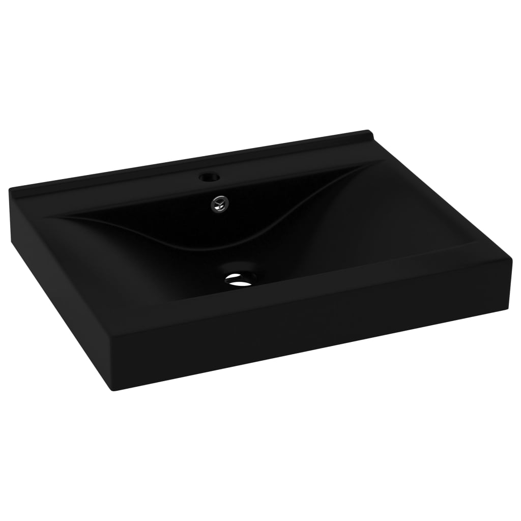 foto del prodotto lavabo bagno con foro rubinetto 60x46 cm ceramica nero opaco 02 0002772