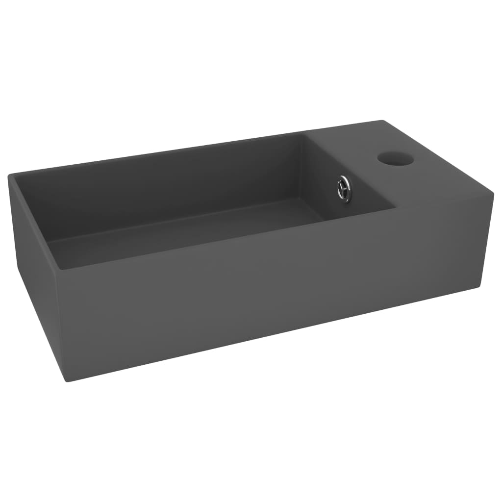 foto del prodotto lavabo bagno con troppo pieno rettangolare 48 x 25 cm ceramica grigio scuro 02 0002736