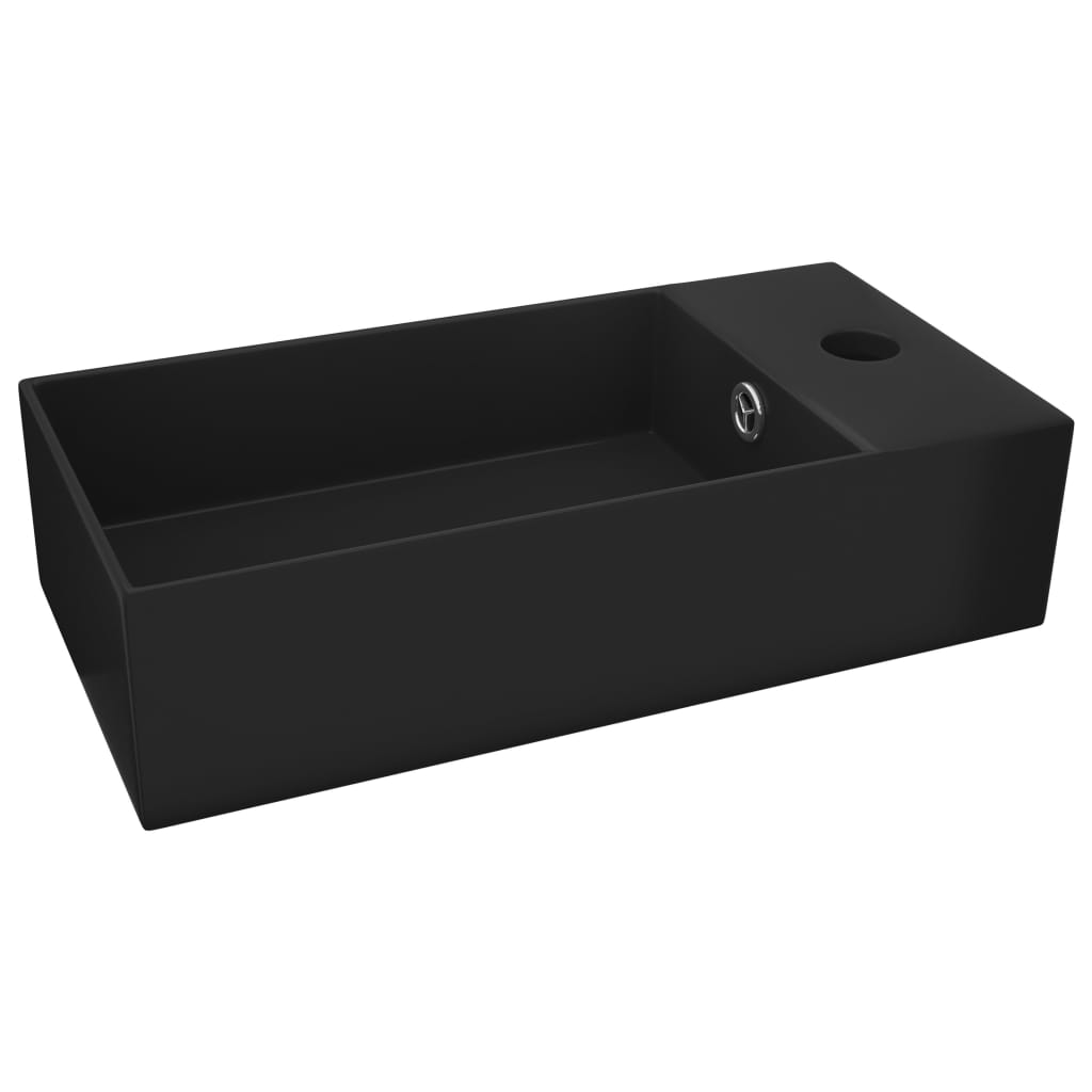 foto del prodotto lavabo bagno con troppopieno da appoggio wc lavabo bagno cucina interno casa 48 x 25 cm ceramica nero opaco 02 0002739
