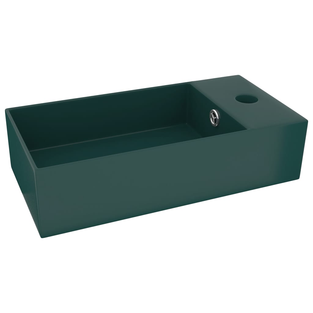 foto del prodotto lavabo bagno con troppopieno da appoggio wc lavabo bagno cucina interno casa 48 x 25 cm ceramica verde scuro 02 0002734