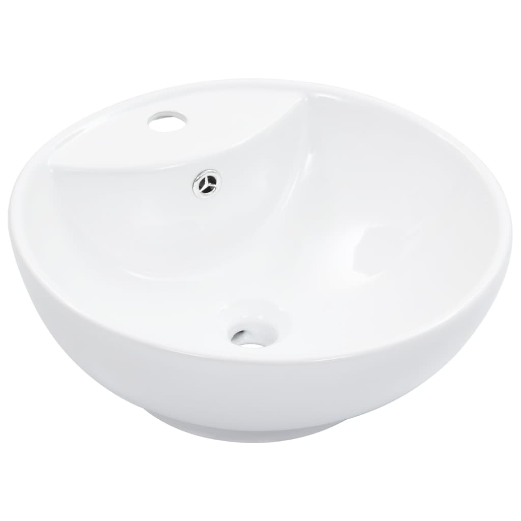foto del prodotto lavabo bagno con troppopieno diametro 46,5 cm ceramica bianca 02 0002612