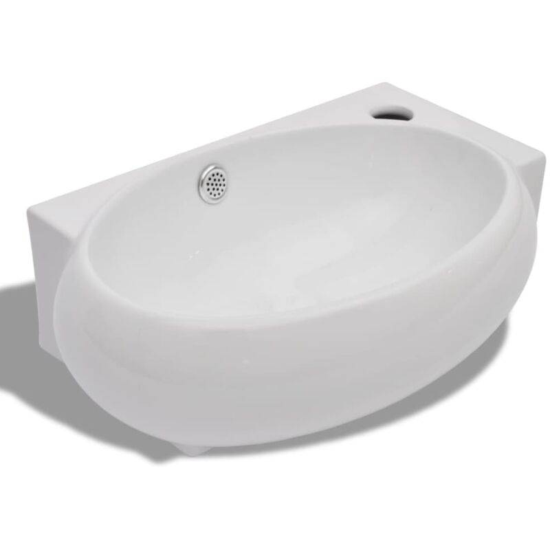 foto del prodotto lavabo bagno in ceramica 41 x 28 cm con foro troppopieno bianco 02 0002492