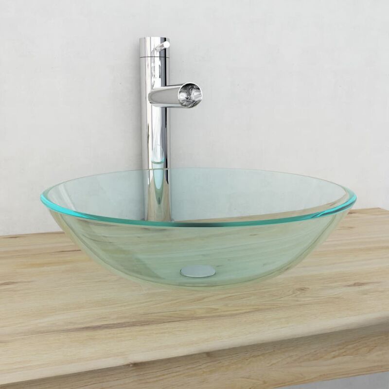 foto del prodotto lavabo bagno ,lavandino da appoggio in vetro temprato 42 cm trasparente itd58546