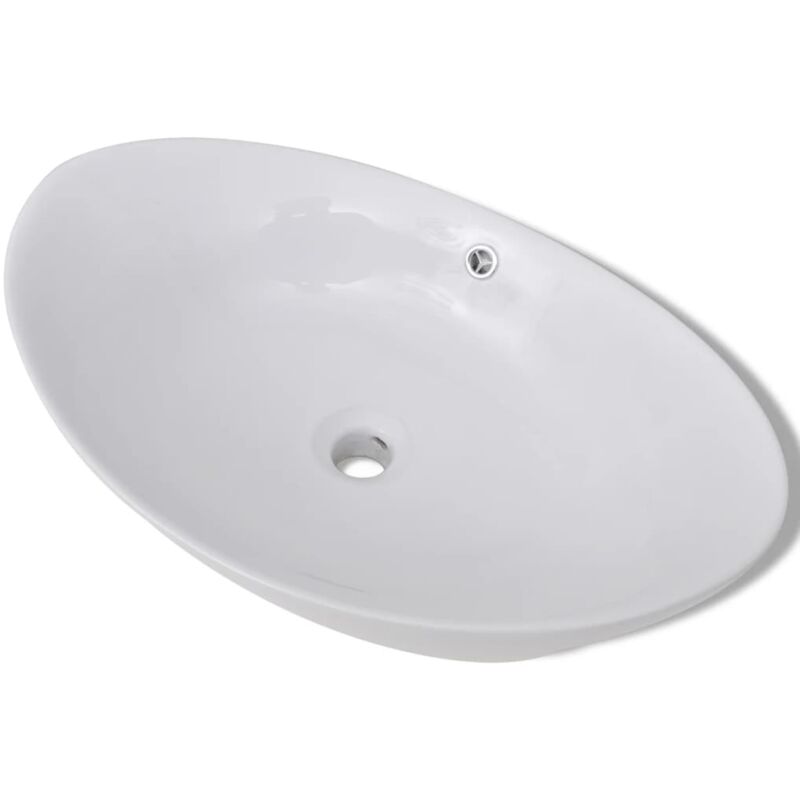 foto del prodotto lavabo bagno ovale con troppopieno 59 cm in ceramica bianca