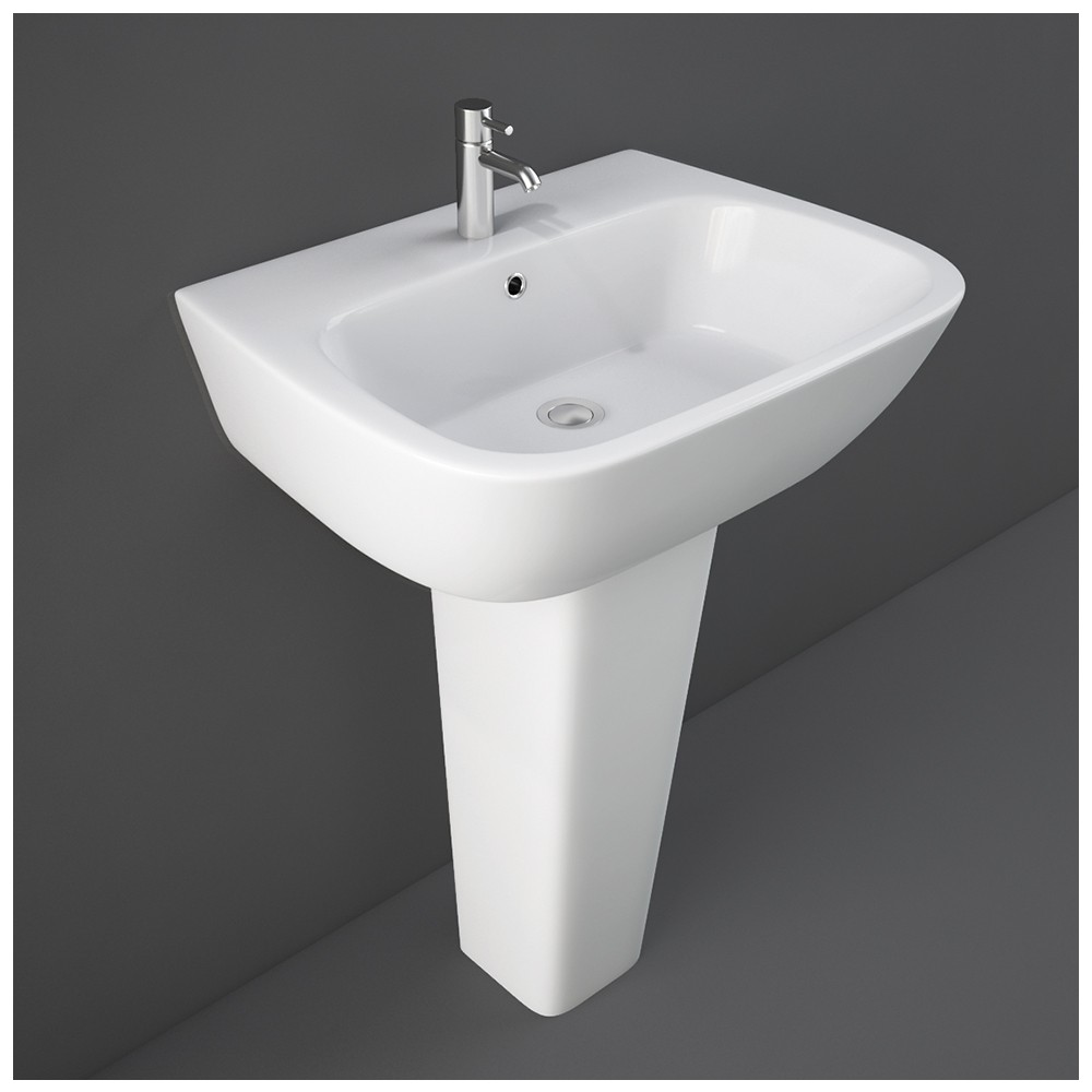 foto del prodotto lavabo bagno rak serie one 60x46 cm con colonna in ceramica lucida