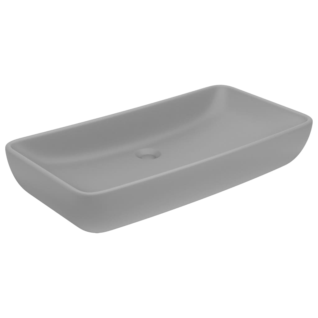 foto del prodotto lavabo bagno rettangolare di lusso 71 x 38 cm in ceramica grigio chiaro opaco 02 0002702