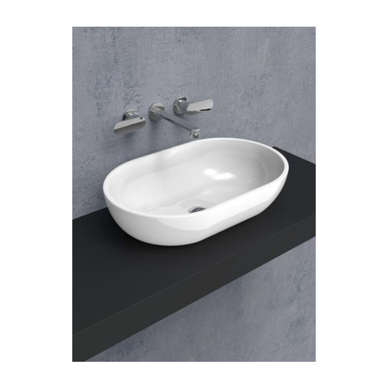foto del prodotto lavabo bianco da appoggio cm 62 con piletta centrale pass flaminia