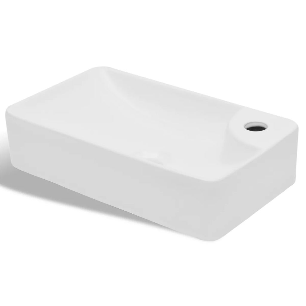 foto del prodotto lavabo con foro per rubinetto per lavabo bagno 44 x 25 cm ceramica bianca 02 0002509