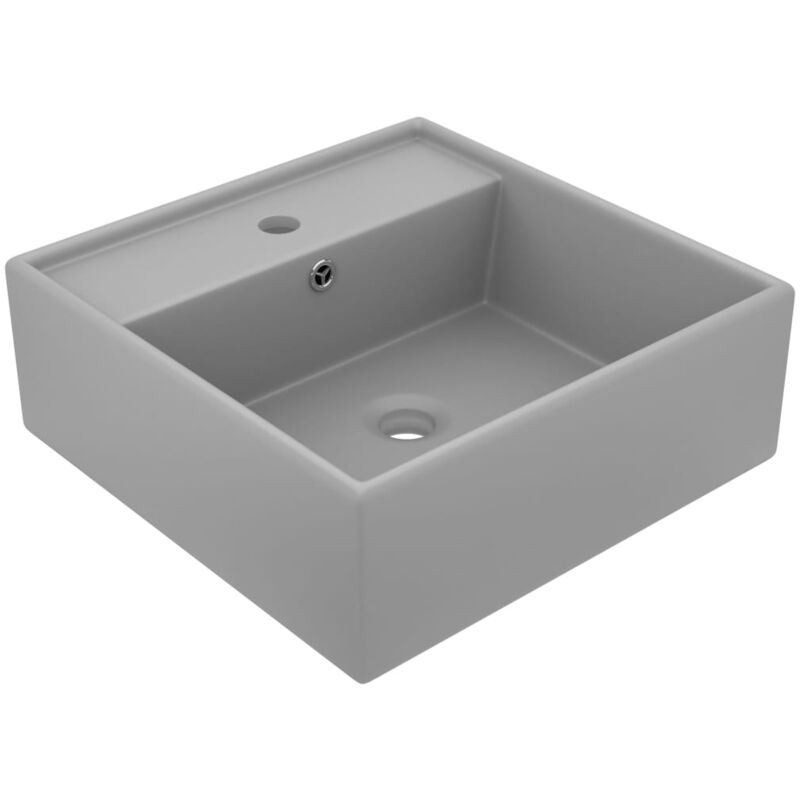 foto del prodotto lavabo con troppopieno cubico grigio opaco 41x41 cm in ceramica vidaxl