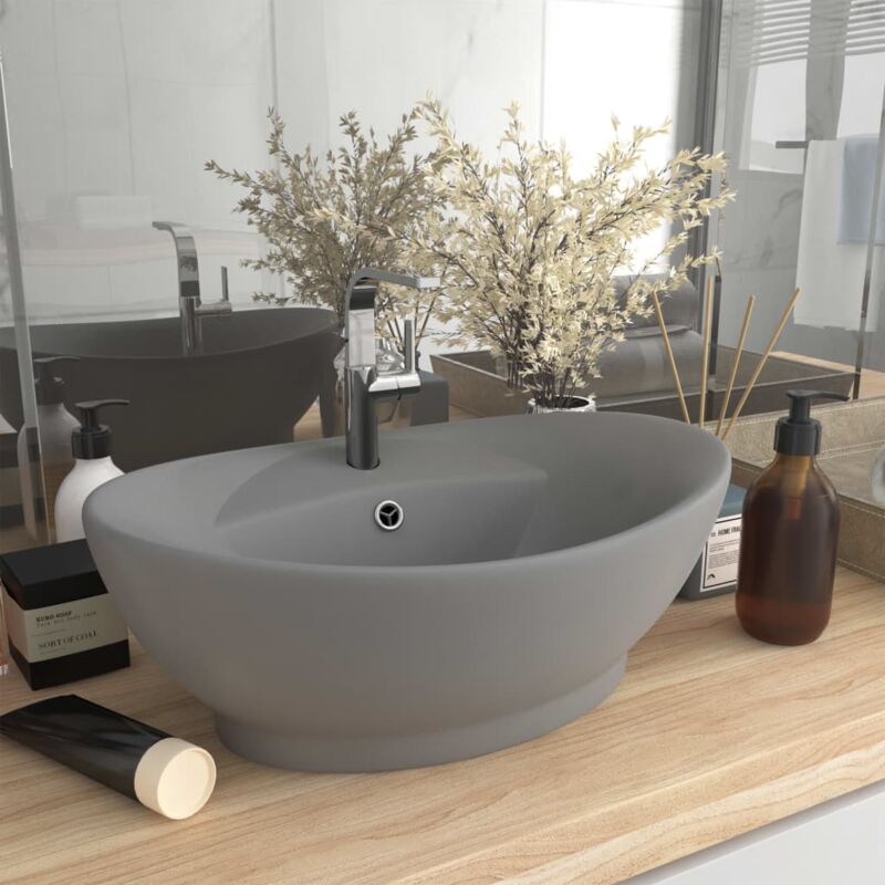 foto del prodotto lavabo con troppopieno ovale turchese grigio 58,5x39 cm ceramica vidaxl