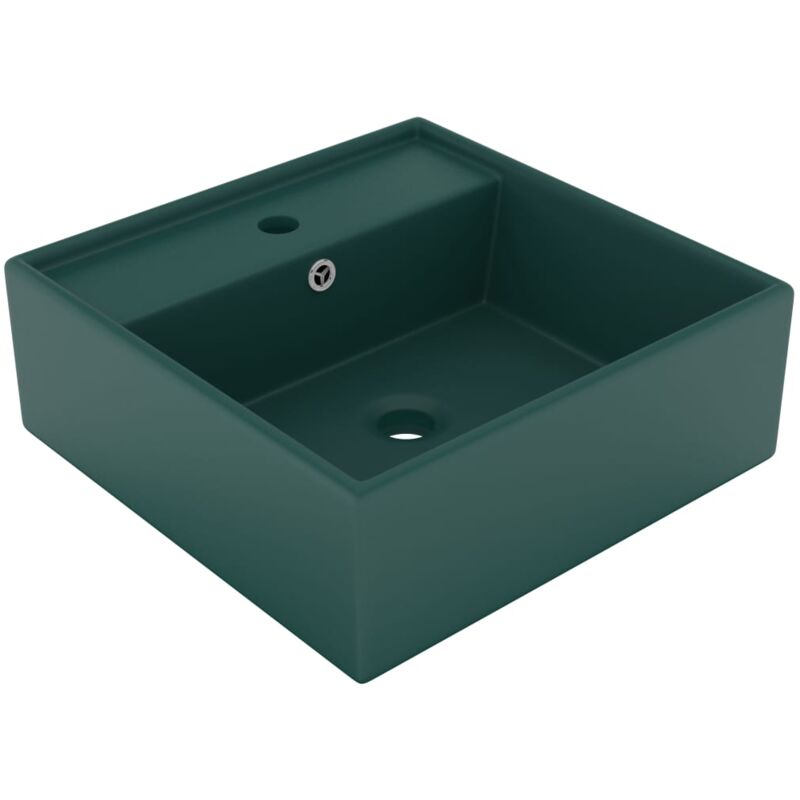 foto del prodotto lavabo con troppopieno quadrato verde opaco 41x41 cm ceramica vidaxl