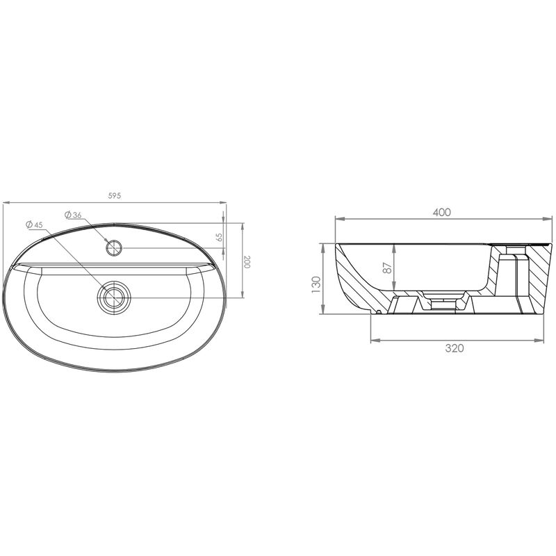foto del prodotto lavabo d 39 appoggio 60x40 cm mod la63 bianco