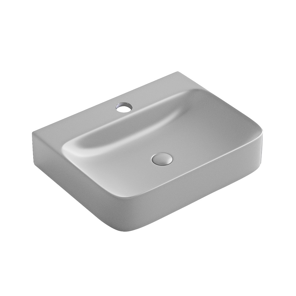 foto del prodotto lavabo d 39 appoggio grigio opaco in ceramica da 60x47 cm serie nordic