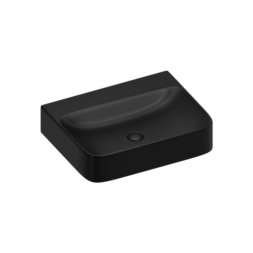 foto del prodotto lavabo d 39 appoggio nero opaco in ceramica da 60x47 cm serie nordic