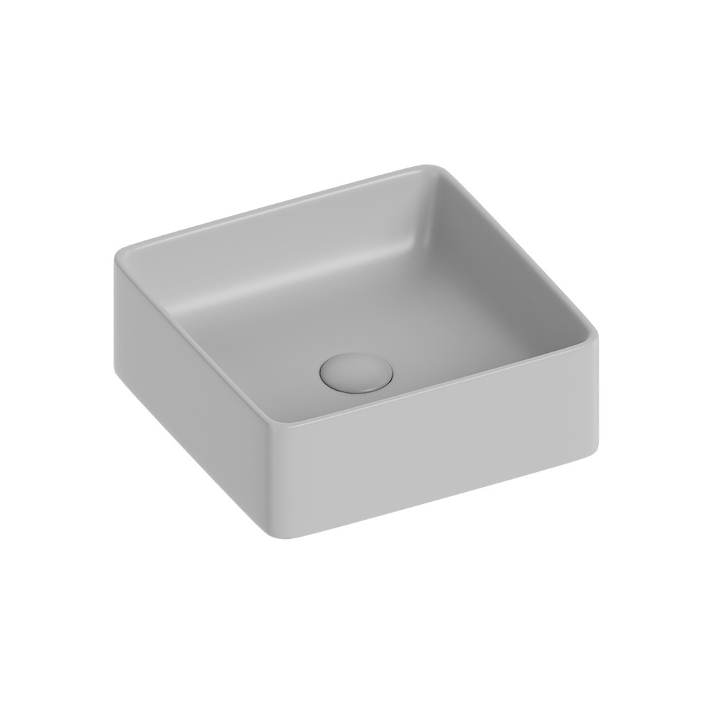 foto del prodotto lavabo d 39 appoggio quadrato in ceramica da 36x36 cm grigio serie nature