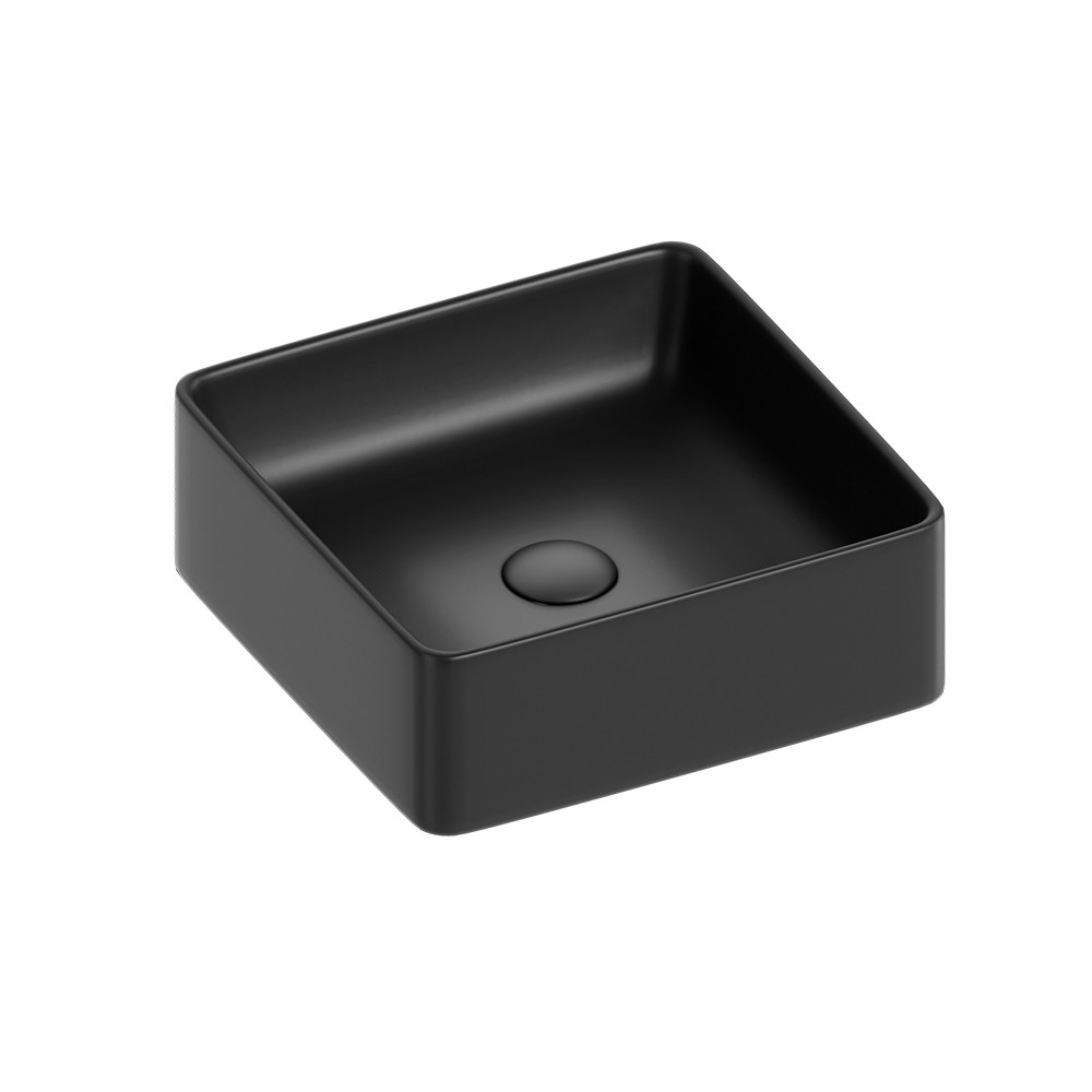 foto del prodotto lavabo d 39 appoggio quadrato in ceramica da 36x36 cm nero serie nature