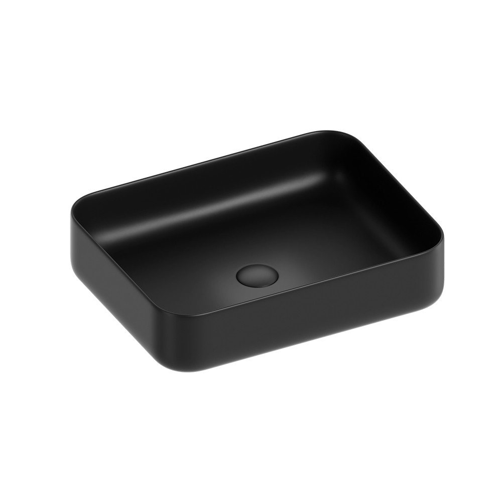 foto del prodotto lavabo d 39 appoggio rettangolare in ceramica da 50x40 cm nero serie nature