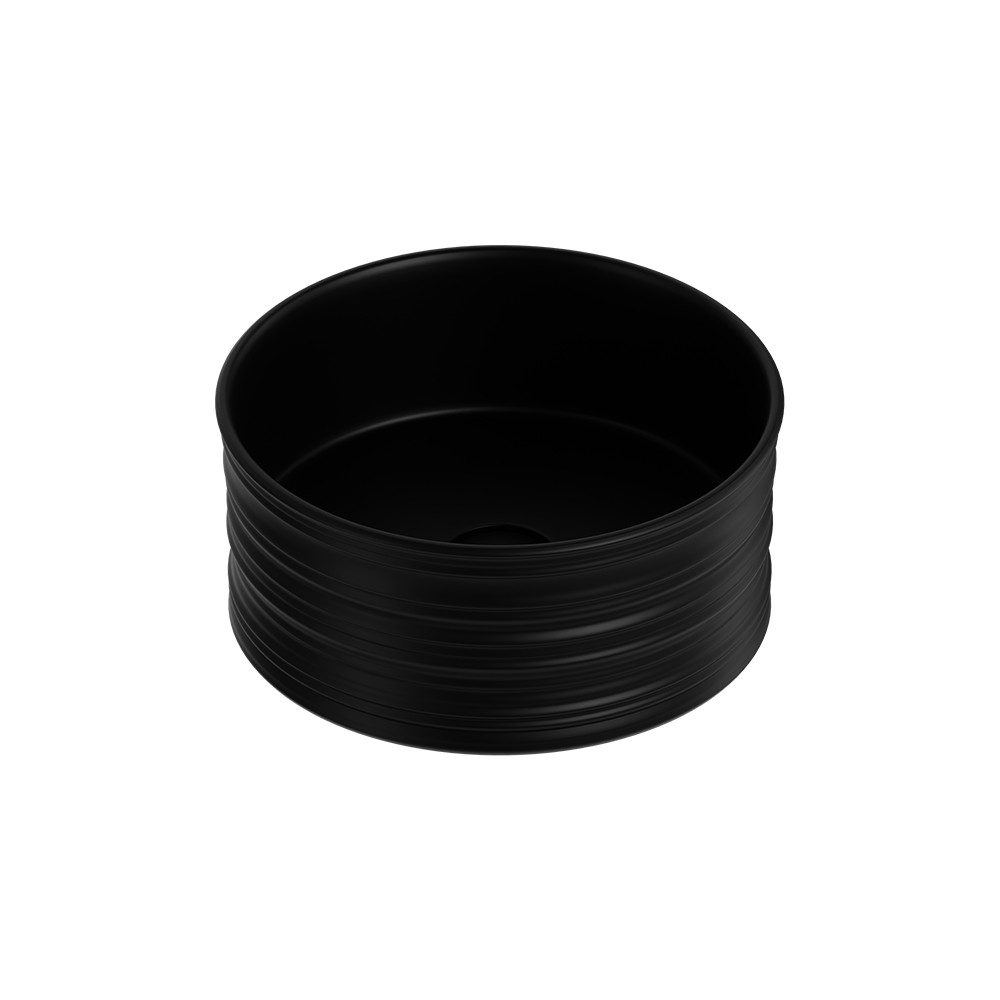 foto del prodotto lavabo d 39 appoggio tondo in ceramica da 40 cm nero opaco serie nordic