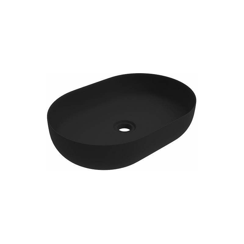 foto del prodotto lavabo d appoggio ovale da 416x600 mm in colore nero opaco ercos musa blcernmusa0002 nero opaco