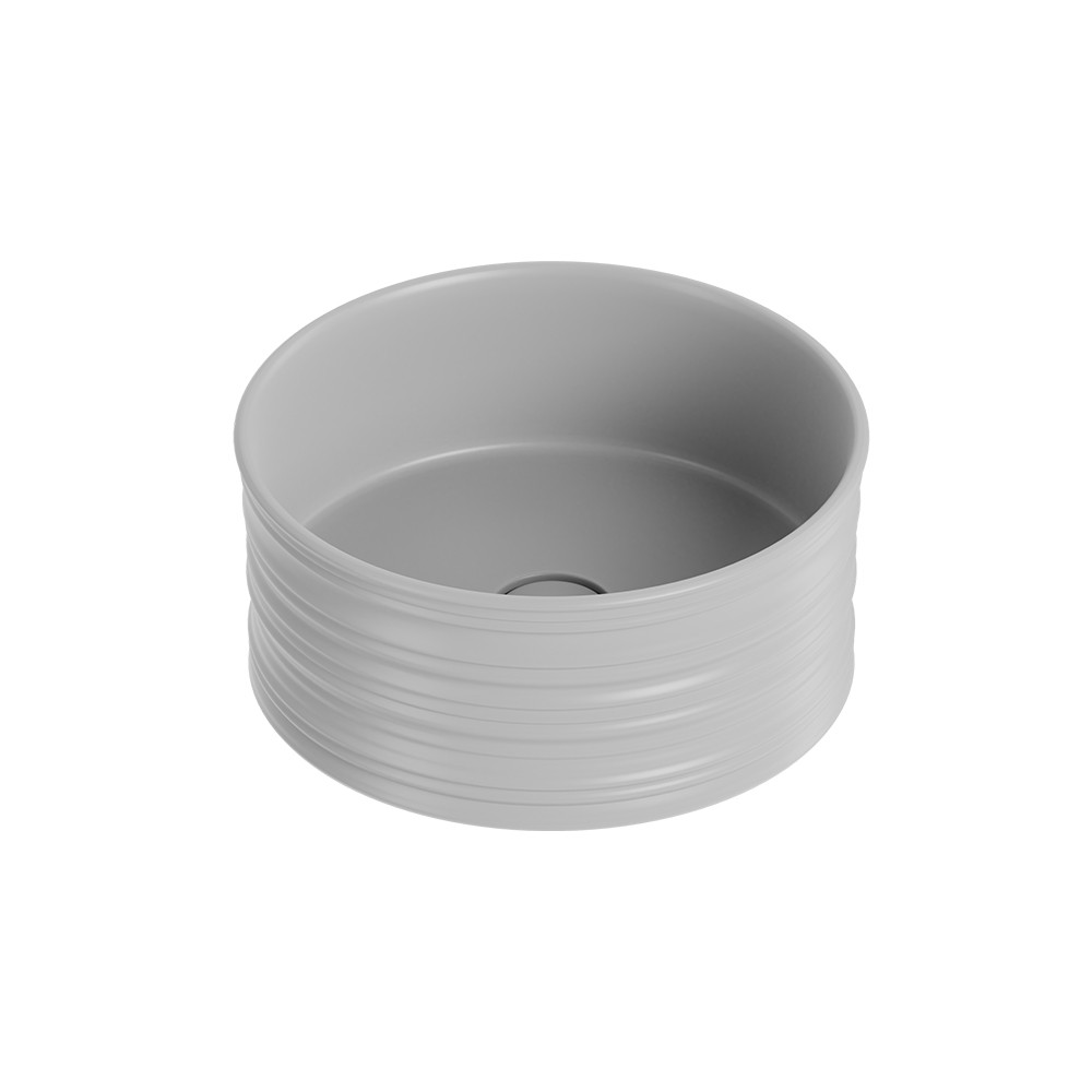foto del prodotto lavabo d appoggio tondo in ceramica da 40 cm grigio opaco serie nordic