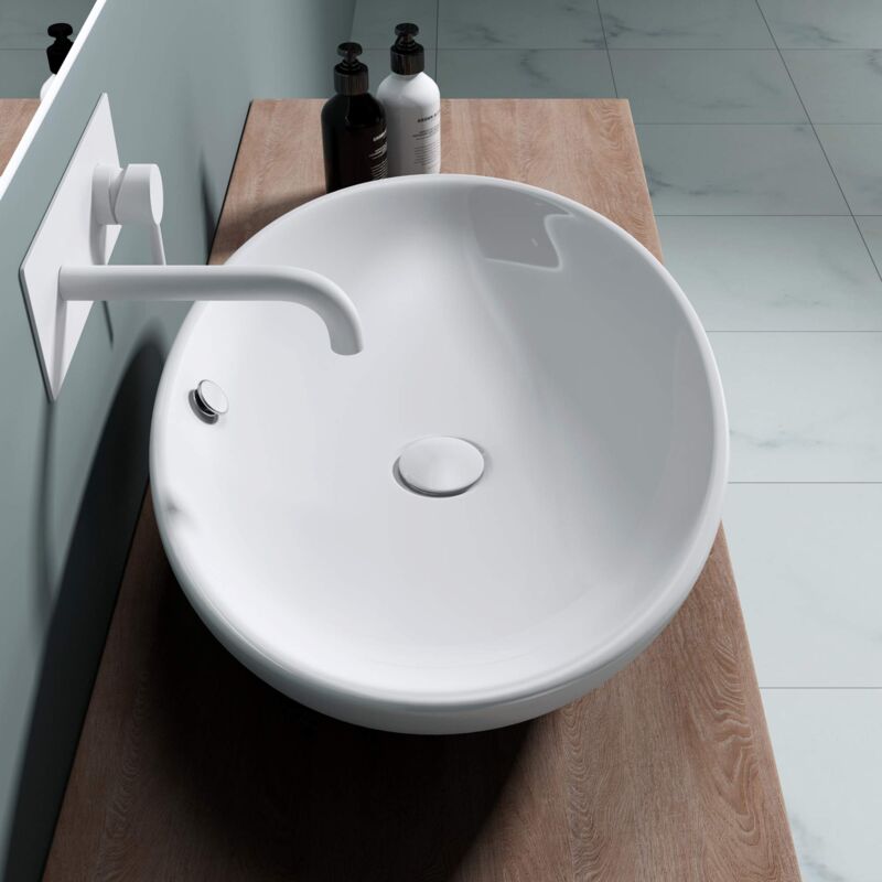 foto del prodotto lavabo da appoggio 63x41x15cm, lavandino bagno in ceramica nano rivestimenti br ssel306 doporro