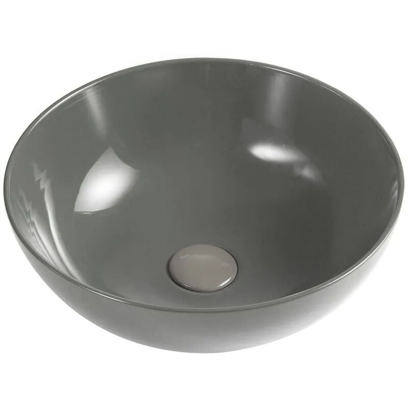 foto del prodotto lavabo da appoggio a ciotola 33 cm grigio cemento in ceramica espeon