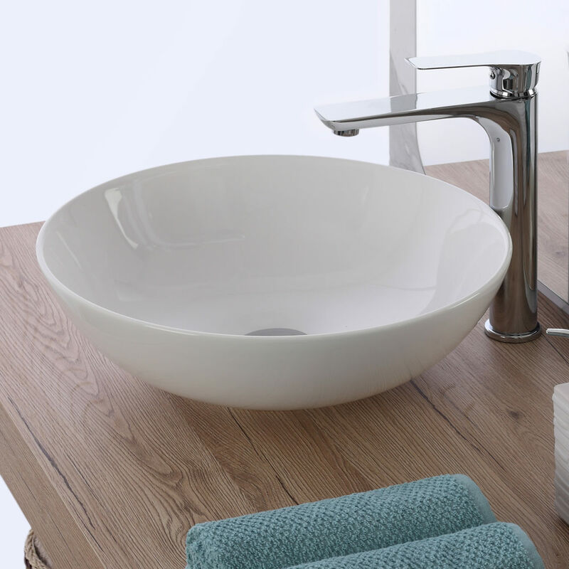 foto del prodotto lavabo da appoggio bagno tondo ciotola bacinella in ceramica