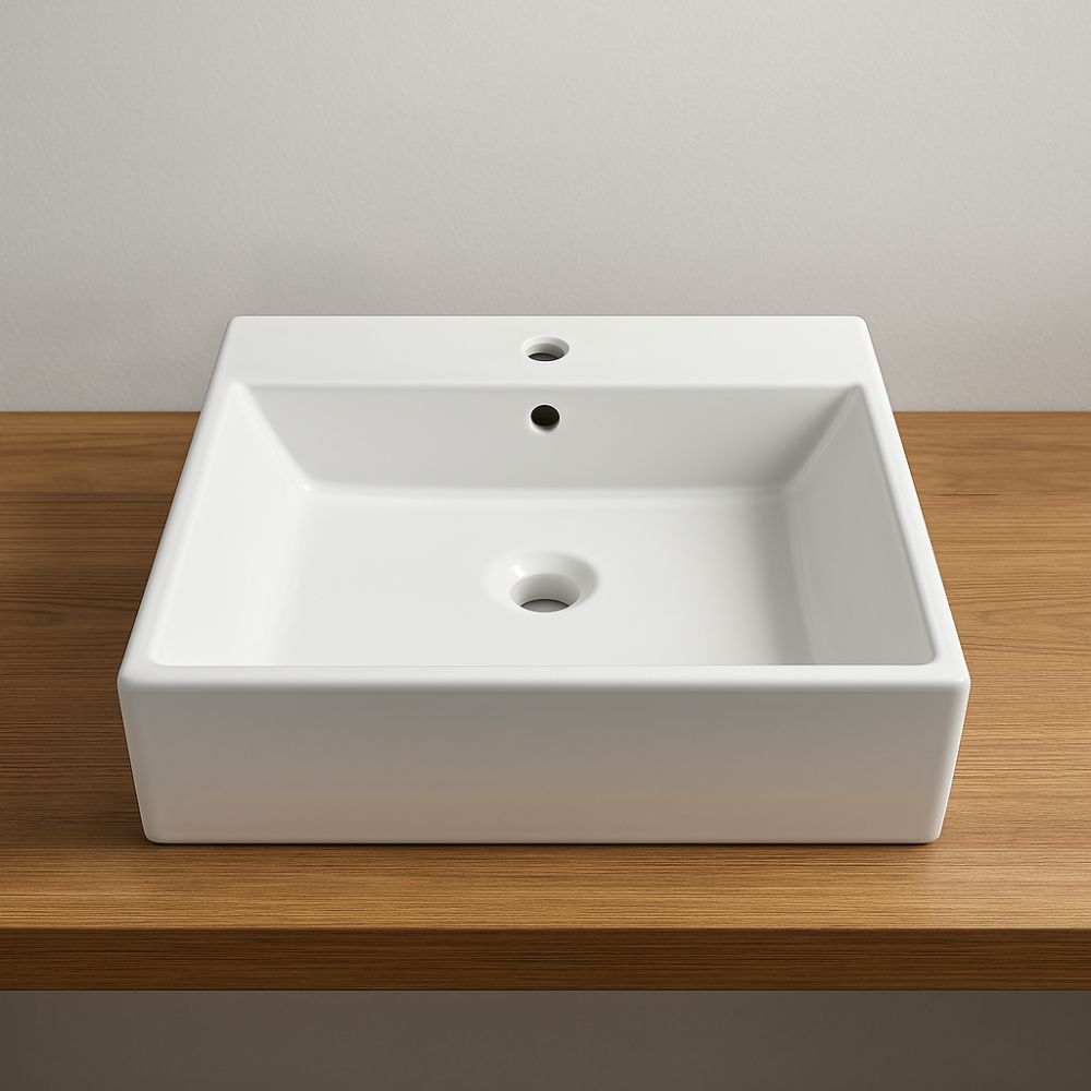 foto del prodotto lavabo da appoggio ceramica bianco lavandino lavello arredo bagno 2 misure *** misure 41x41x15 cm, confezione 1