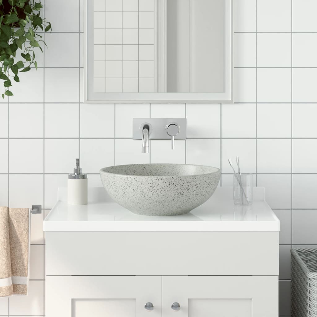 foto del prodotto lavabo da appoggio grigio rotondo 41x14 cm ceramicacod mxl 83514