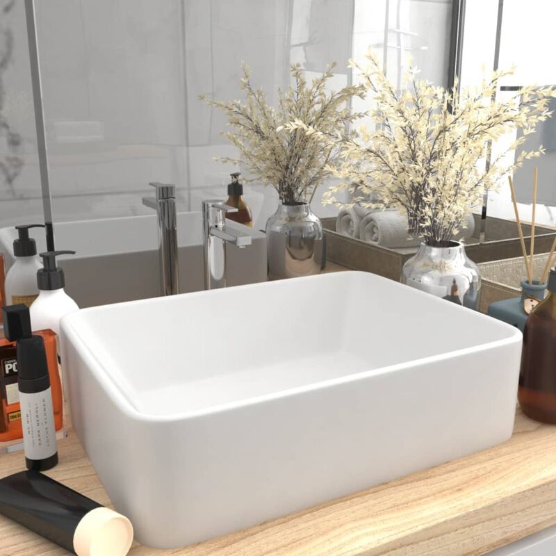 foto del prodotto lavabo da appoggio lavandino bagno luxury bianco opaco 41x30x12 cm in ceramica bv570212 bonnevie