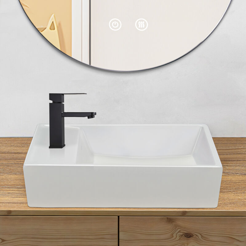immagine 0 del prodotto lavabo da appoggio lavandino bagno rettangolare in ceramica lavabo sinistro 40 22 10 cmmoderno lavabo sospeso con foro per rubinetto per un wc